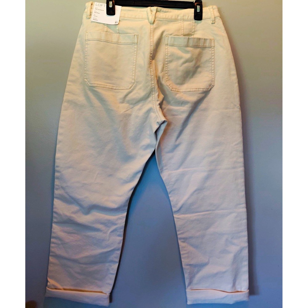 LOFT The Girlfriend Women's Beige Curvy Mid Rise Straight Denim Pants 31 Reg